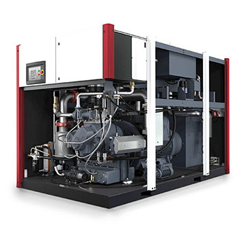 Compressor rotativo de parafuso isento de óleo - EnviroAire T165 Open View