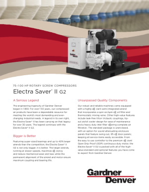 electra-saver-ii-g2-75-100hp-rotary-screw-compressor-brochure