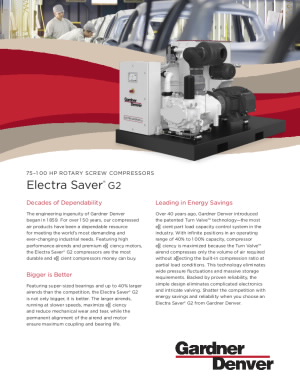 electra-saver-g2-75-100hp-rotary-screw-compressor-brochure