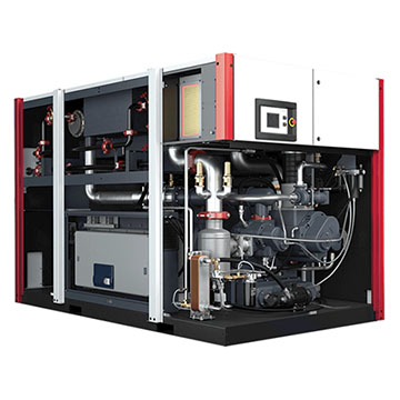 Oil-Free Rotary Screw Compressor - EnviroAire T Opened Front and Right Side View